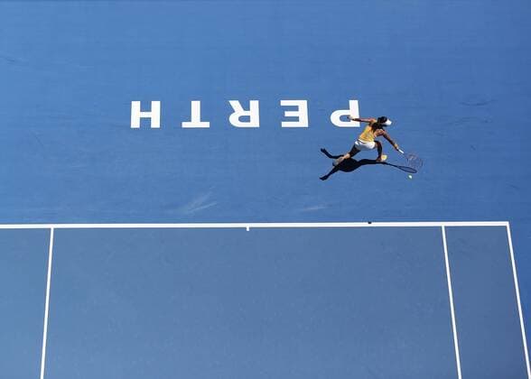 Jan. 8, 2016 - Perth, Western Australia, Australia - HEATHER WATSON (GBR) hits a backhand shot against Sabine Lisicki (GER) during the women s singles match on Day 6 at the Hopman Cup tennis tournament in Perth, Australia. Hopman Cup Tennis - ZUMAk129