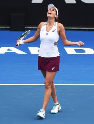 08.01.2016. Auckland, New Zealand. Julia Goerges (GER) wins her semi final over Tamira Paszek (AUT) on Semi Finals Day at the ASB Classic Tennis Women s tournament. ASB Tennis Centre, Stanley st, Auckland, New Zealand. xAndrewxCornagax .x  ActionPlus11694751