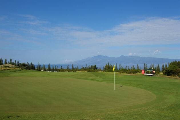 January 08 2016: Early morning view of green number three during the Second Round of the Hyundai Tournament of Champions at Kapalua Plantation Course on Maui, HI. (Photo by Aric Becker Icon Sportswire) GOLF: JAN 08 PGA Golf Herren - Hyundai Tournament of Champions - Second Round Icon16010801 EDITORIAL USE ONLY