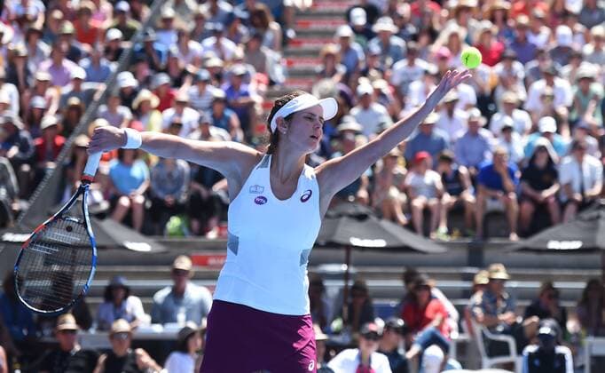 09.01.2016. Auckland, New Zealand. Julia Georges in action against Sloane Stephens on Finals Day at the ASB Classic Tennis Women s tournament. ASB Tennis Centre, Stanley st, Auckland, New Zealand. Stephens won the final 6-2 7-6 (3) xAndrewxCornagax  ActionPlus11694917