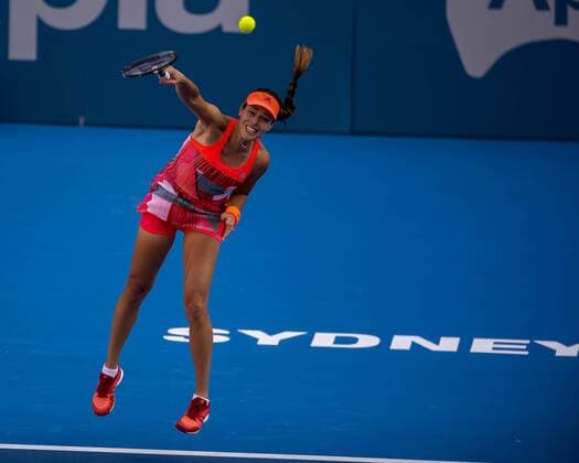 10.01.2016. Sydney, Australia. Ana Ivanovic (SRB) in action against Karolina Pliskova (CZE) during their women s singles match on Day 1 at the Apia International tournament at the Apia International Sydney, Australia. Pliskova beat Ivanovic 6:4, 6:2 xHughxPeterswaldx  ActionPlus11695587