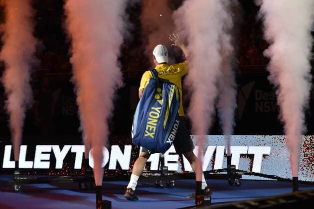 Bilder des Tages - SPORT 11.01.16 Sydney, Australia. Lleyton Hewitt (AUS) makes his entrance before his game against Rafael Nada (ESP) during the FAST4 tennis exhbition matches at Allphones Arena. xNigelxOwenx  ActionPlus11696131