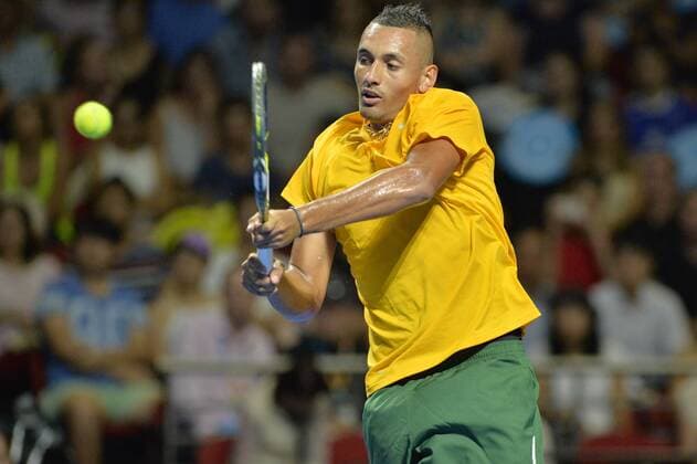 11.01.16 Sydney, Australia. Nick Kyrgios (AUS) in action against Gael Monfils (FRA) during the FAST4 tennis exhbition matches at Allphones Arena. xNigelxOwenx  ActionPlus11696147