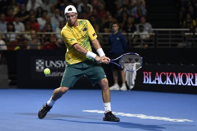 11.01.16 Sydney, Australia. Lleyton Hewitt (AUS) in action against Rafael Nada (ESP) during the FAST4 tennis exhbition matches at Allphones Arena. xNigelxOwenx  ActionPlus11696136