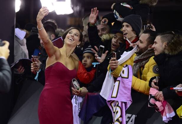 Jan. 12, 2016 - Zurich, Switzerland - CARLI LLOYD (USA) poses for photos on the red carpet during arrivals for the 2015 FIFA Ballon DOR Gala at Kongresshaus in Zurich. Soccer 2016 - FIFA Ballon D OR 2015  - ZUMAm119