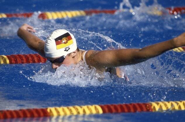 OTTO Kristin Team DDR Weltmeisterin Schwimm Weltmeisterschaften 1986 in Madrid am 20. August 1986 in Madrid 