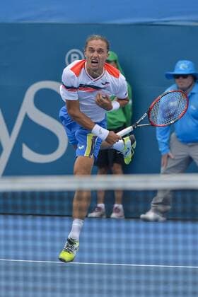 12.01.16 Sydney, Australia. Alexandr Dolgopolov (UKR) in action against Thomas Belluci (BRA) during their mens singles match on day 3 at the Apia International Sydney. Dolgopolov won the match 6-1,6-4. xNigelxOwenx  ActionPlus11696257