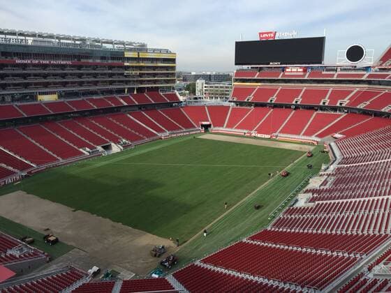 Jan. 12, 2016 - Santa Clara, California, U.S. - West Coast Turf finished installing sod for Super Bowl 50 at Levi Stadium. The total of 75,000 total square feet will be installed by Tuesday Jan. 12th 2016. The is grass has been grown for 18 month and is 2 thick. Preparations For Super Bowl 2016 - ZUMAbk2_