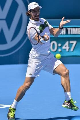 Tennis, APIA International Sydney 13.01.16 Sydney, Australia. Pablo Cuevas (URU) in action against Grigor Dimitrov (BUL) during their mens singles match on day 4 at the Apia International Sydney. Dimitrov won the match 7-5,6-4. xNigelxOwenx  ActionPlus11696519