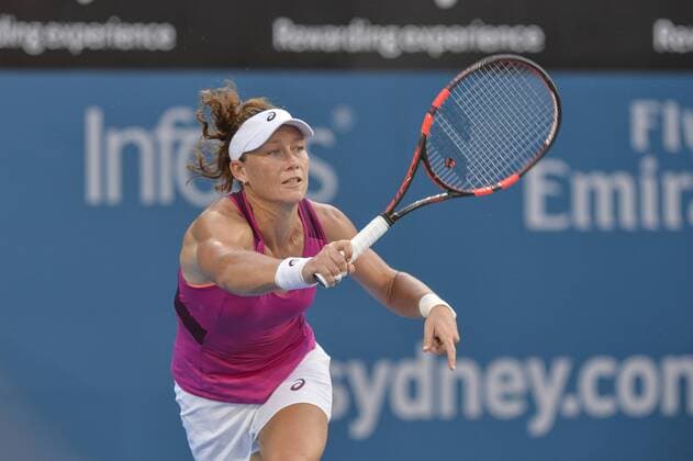 Tennis, APIA International Sydney 13.01.16 Sydney, Australia. Sam Stosur (AUS) in action against Monica Puig (PUR) during their womens singles match on day 4 at the Apia International Sydney. Puig won the match 6-4,6-4. xNigelxOwenx  ActionPlus11696558