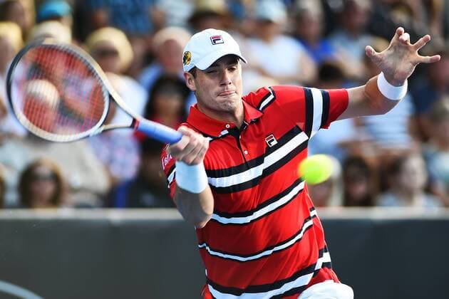13.01.2016. Auckland, New Zealand. John Isner from the USA during Day 3 of the 2016 ASB Classic Mens. ASB Tennis Centre, Auckland, New Zealand. Wednesday 13 January 2016. xChrisxSymesx  ActionPlus11696631