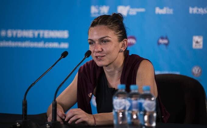 SYDNEY, Jan. 13, 2016 -- Simona Halep of Romania attends a press conference PK Pressekonferenz after the women s singles match against Karolina Pliskova of the Czech Republic during the Apia International Sydney in Sydney, Australia, Jan. 13, 2016. Simona Halep won 2-0 to take her place in the semifinals. ) (SP)AUSTRALIA-SYDNEY-TENNIS-APIA ZhuxHongye 