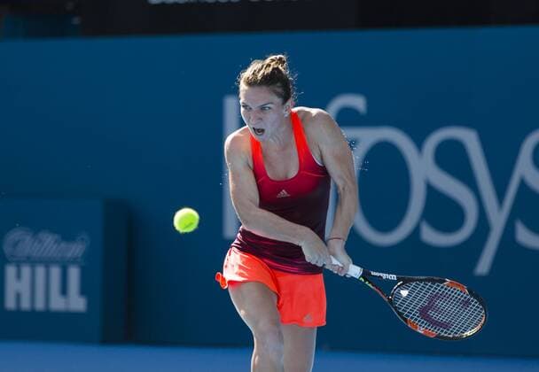 SYDNEY, Jan. 13, 2016 -- Simona Halep of Romania returns the ball during the women s singles match against Karolina Pliskova of the Czech Republic during the Apia International Sydney in Sydney, Australia, Jan. 13, 2016. Simona Halep won 2-0 to take her place in the semifinals. ) (SP)AUSTRALIA-SYDNEY-TENNIS-APIA ZhuxHongye 