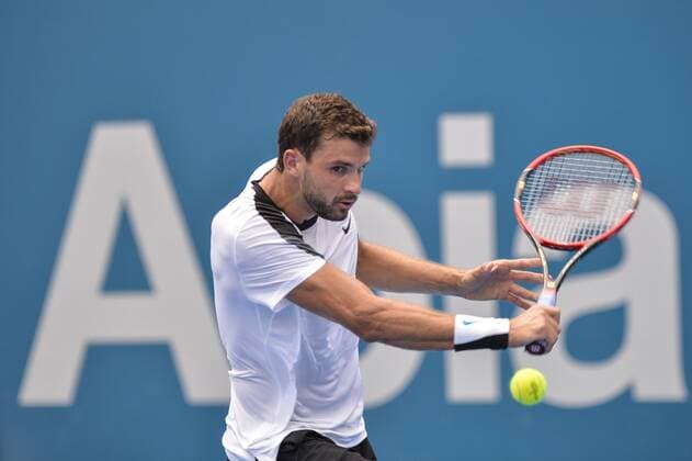 14.01.16 Sydney, Australia. Grigor Dimitrov (BUL) in action against Alexandr Dolgopolov (UKR) during their mens singles match on day 5 at the Apia International Sydney. xNigelxOwenx  ActionPlus11696850