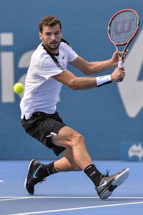 15.01.16 Sydney, Australia. Grigot Dimitrov (BUL) in action against Gilles Muller (LUX) during their mens singles semi final match on day 6 at the Apia International Sydney. Dimitrov won the match 6-2,7-6. xNigelxOwenx  ActionPlus11696987