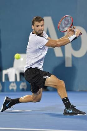 16.01.16 Sydney, Australia. Grigor Dimitrov (BUL) in action against Viktor Troicki (SRB) during their mens singles final match at the Apia International Sydney. Troicki won the final 2-6,6-1,7-6. xNigelxOwenx  ActionPlus11697400