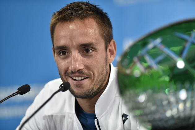 16.01.16 Sydney, Australia. Viktor Troicki (SRB) at his press conference PK Pressekonferenz after winning the mens singles title defeating Grigor Dimitrov (BUL) at the Apia International Sydney. Troicki won the final 2-6,6-1,7-6. xNigelxOwenx  ActionPlus11697431