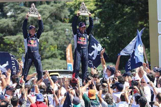 - ROSARIO, ARGENTINA: French driver Stephane Peterhansel and his co-driver J.P. Cotret and their 2008 DKR Peugeot at the final stage of the 2016 Dakar Rally Race from Villa Carlos Paz to Rosario, Argentina, on Saturday 16 January 2016. The 2016 Dakar Rally takes place from 03 till 16 January 2014 in Argentina and Bolivia. WILLYxWEYENS  x04775598x