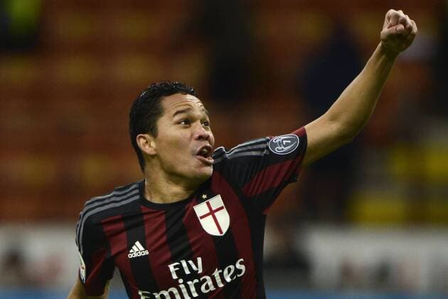 Fußball, AC Milan - AC Florenz Carlos Bacca Milan 1-0. Celebration goal Milano 17-01-2016 Stadio Giuseppe Meazza - Football Calcio Serie A AC Milan vs AC Florenz. giuseppexceleste