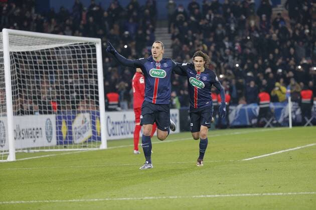 Fußball, Coupe de France, Paris St. Germain - FC Toulouse Zlatan Ibrahimovic (psg), Edinson Roberto Paulo Cavani Gomez (psg) (El Matador) (El Botija) (Florestan) - Fussball Frankreich, Coupe de France, Paris Saint Germain PSG vs. Toulouse FC - 19 01 2016 StephaneAllaman Panoramic 