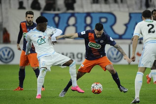 Fußball, Coupe de France, Olympique Marseille - HSC Montpellier Sarr (OM) - Deplagne (mtp) FOOTBALL : Olympique Marseille vs Montpellier HSC - 1 16 Finale Coupe de France - 20 01 2016 FranckPennantx 