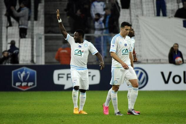 Fußball, Coupe de France, Olympique Marseille - HSC Montpellier Dajdjedje (OM) - Joie But FOOTBALL : Olympique Marseille vs Montpellier HSC - 1 16 Finale Coupe de France - 20 01 2016 FranckPennantx 
