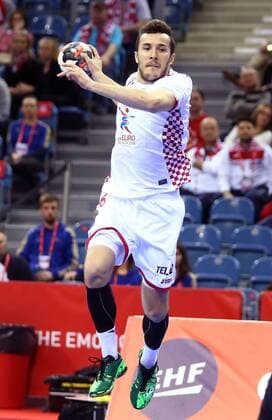 Handball, EM 2016, Mazedonien - Kroatien - Nationalteam Länderspiel - KRAKOW , TAURON ARENA 21.01.2016 2016 - MANUEL STRLEK ( CRO ) - KRAKOW , TAURON ARENA 21.01.2016 HANDBALL MEN S EHF EURO 2016 POLAND MAIN ROUND GROUP 1 FYR MACEDONIA - CROATIA MANUEL STRLEK ( CRO )  160121MIN075