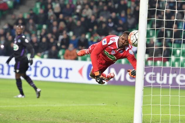 Fußball, Coupe de France, AS Saint Etienne - AC Ajaccio Riffi Mandanda (ajaccio) - Fussball Frankreich, Coupe de France, AS Saint Etienne vs. AC Ajaccio - 21 01 2016 FredericChambert Panoramic 