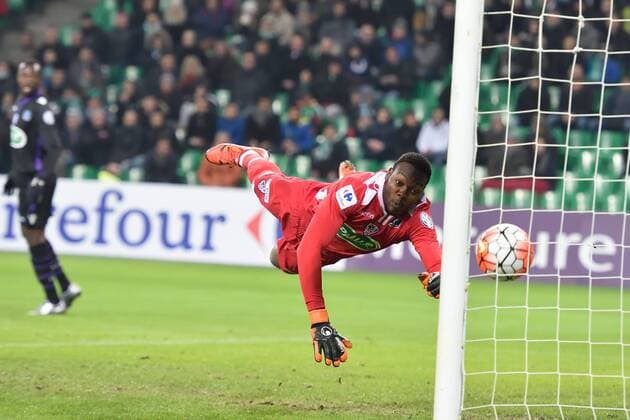 Fußball, Coupe de France, AS Saint Etienne - AC Ajaccio Riffi Mandanda (ajaccio) - Fussball Frankreich, Coupe de France, AS Saint Etienne vs. AC Ajaccio - 21 01 2016 FredericChambert Panoramic 