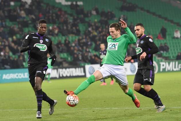 Nolan Roux (saint etienne) - Fussball Frankreich, Coupe de France, AS Saint Etienne vs. AC Ajaccio - 21 01 2016 FredericChambert Panoramic 