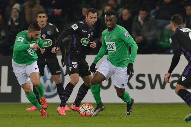 Jean Christophe Bahebeck (saint etienne) - Fussball Frankreich, Coupe de France, AS Saint Etienne vs. AC Ajaccio - 21 01 2016 FredericChambert Panoramic 