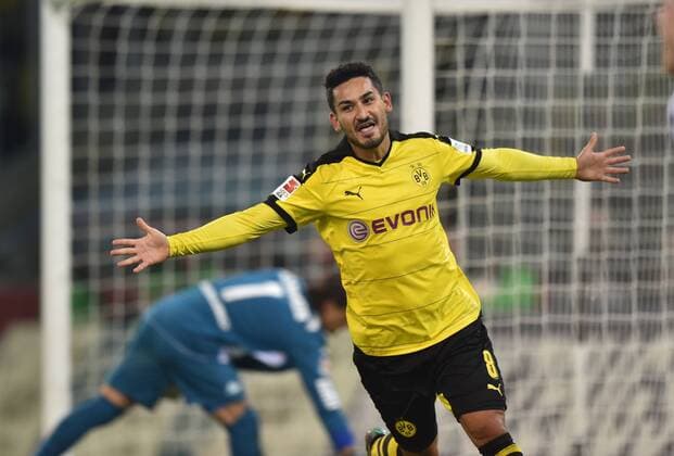 23.01.2016, Fussball, Saison 2015 2016, 1. Bundesliga, 18. Spieltag, Borussia Mönchengladbach - Borussia Dortmund, Jubel Ilkay Guendogan, Ilkay Gündogan (Borussia Dortmund)