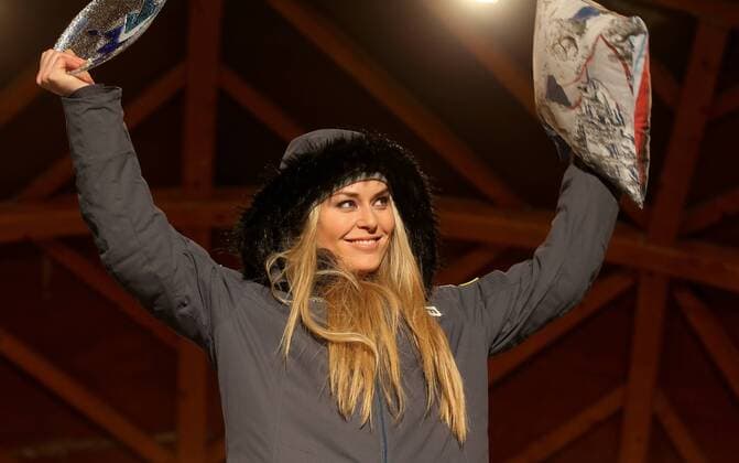 ALPINE SKIING - FIS WC Cortina d Ampezzo CORTINA D AMPEZZO,ITALY,23.JAN.16 - ALPINE SKIING - FIS World Cup, downhill, ladies, award ceremony. Image shows Lindsey Vonn (USA). GEPAxpictures xChristianxWalgram