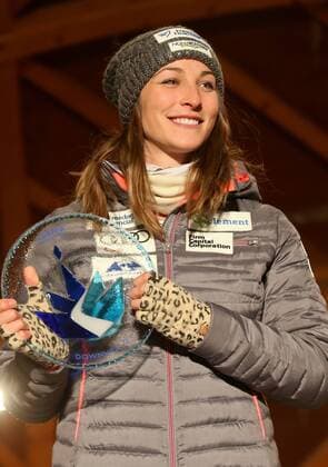 ALPINE SKIING - FIS WC Cortina d Ampezzo CORTINA D AMPEZZO,ITALY,23.JAN.16 - ALPINE SKIING - FIS World Cup, downhill, ladies, award ceremony. Image shows Larisa Yurkiw (CAN). GEPAxpictures xChristianxWalgram