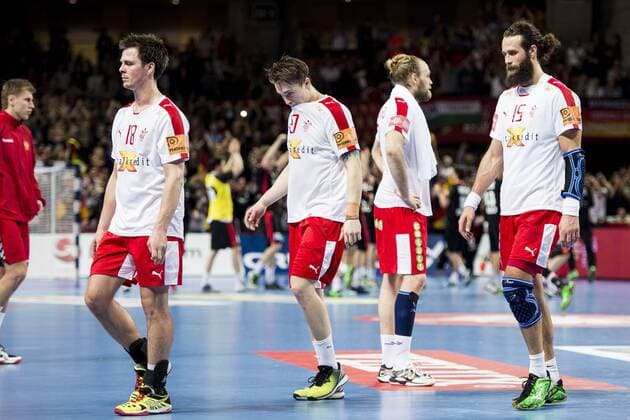 Themen der Woche - SPORT Handball, EM, Deutschland - Dänemark 160127 Hans Lindberg, Michael Damgaard Nielsen , Jesper Noddesbo Deutschland vs Dänemark Breslau  Copyright: PETTERxARVIDSON BB160127PA160