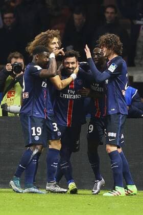 Jubel Ezequiel Lavezzi (PSG) FOOTBALL : Paris Saint Germain vs Toulouse - Halbfinale - Coupe de la Ligue - 27 01 2016 GwendolineLeGoff 