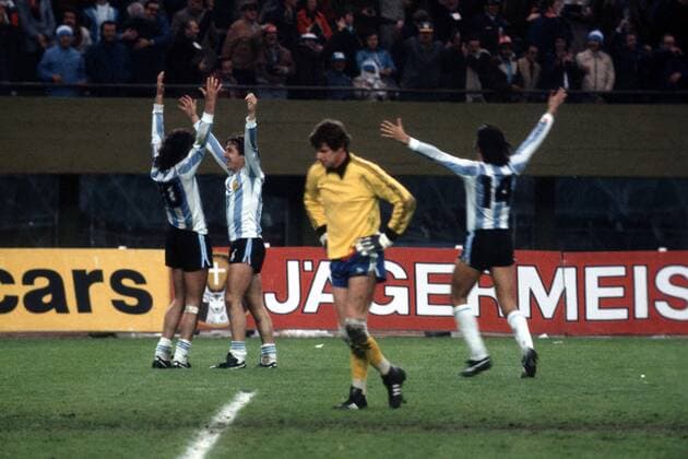 WM Finale 1978, Torjubel Argentinien, Torwart Jan Jongbloed (Niederlande) enttäuscht