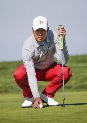 January 28, 2016: D.H. Lee lines up his putt on the 7th green of the North Course during the first round of the Farmers Insurance Open at Torrey Pines Golf Course in San Diego, California. PGA Golf Herren 2016: Farmers Insurance Open JAN 28 - ZUMAc04_