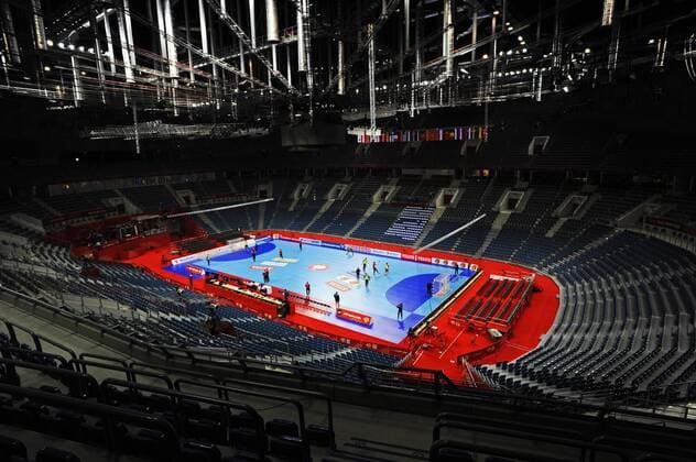 Krakau Krakow, 29.1.2016 (Polen), TAURON Arena Krakwo Arena, 29.1.2016 EURO 2016, Handball-Europameister, Männer, 1. Halbfinale Deutschland vs Norwegen Arena ca. 4 Stunden vor dem Spiel Foto- und alle