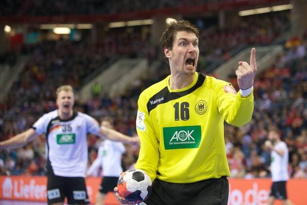 Bilder des Tages - SPORT Handball, EM Halbfinale, Deutschland - Norwegen Handball Krakau 29.01.2016 Europameisterschaft der Herren Halbfinale Norwegen (NOR) - Deutschland (GER) Carsten Lichtlein (Deutschland, TW, No.16) jubel