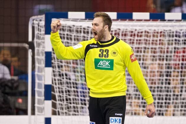 Handball Krakau 29.01.2016 Europameisterschaft der Herren Halbfinale Norwegen (NOR) - Deutschland (GER) Andreas Wolff (Deutschland, TW, No.33) Jubel