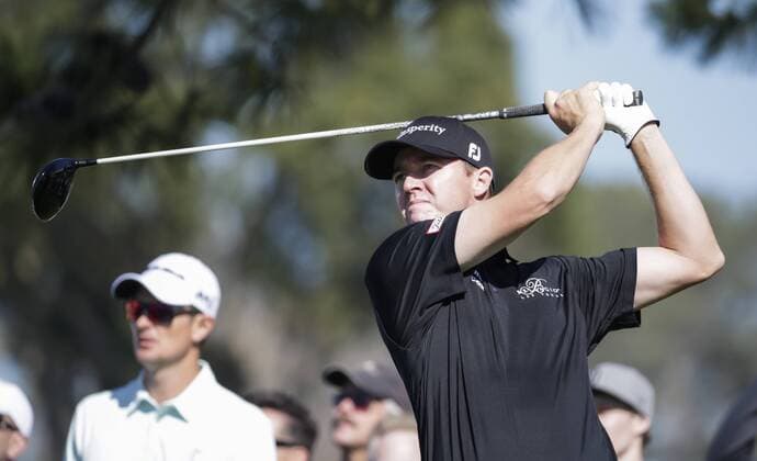 January 29, 2016: Jimmy Walker tees off on the 5th hole of the North Course during the second round of the Farmers Insurance Open at Torrey Pines Golf Course in San Diego, California. PGA Golf Herren 2016: Farmers Insurance Open JAN 29 - ZUMAc04_