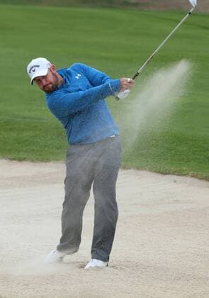 Jan. 30, 2016 - San Diego, CA, USA - Scott Brown shoots from a fairway sand trap on the 17th hole during the third round of the Farmers Insurance Open at Torrey Pines on Friday, Jan. 30, 2016, in San Diego. Farmers Insurance Open Day 3 - ZUMAm67_