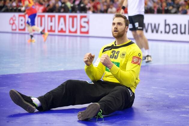 Handball, EM Finale, Deutschland - Spanien Handball Krakau 31.01.2016 Europameisterschaft der Herren Finale Deutschland (GER) - Spanien (ESP) Andreas Wolff (Deutschland, TW, No.33) Jubel