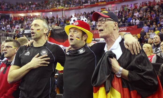 Handball, EM Finale, Deutschland - Spanien Krakau , 31.01.2016 2016 EM Handball 2016 Länderspiel Nationalmannschaft Germany vs Spain - KIBICE FANI SUPPORTERS FANS GERMANY NIEMCY FOT MICHALxNOWAK NEWSPIX.PL Krakau , 31.01.2016 HANDBALL MEN S EHF EURO 2016 POLAND FINAL GAME GERMANY - SPAIN KIBICE FANI SUPPORTERS FANS GERMANY NIEMCY MICHALxNOWAK NEWSPIX.PL --- Newspix.pl POLAND AND FRANCE OUT!!!  160131MIN121