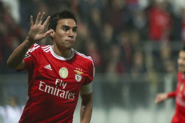 Jan. 31, 2016 - Moreira De Conegos, Portugal - Benfica s Argentinian midfielder Nico Gaitan celebrates after scoring goal during the Premier League 2015 16 match between Moreirense FC and SL Benfica, at Comendador Joaquim Almeida Freitas Stadium in Moreira de Conegos on January 31, 2016. Moreirense FC v SL Benfica- Primeira Liga  - ZUMAn230