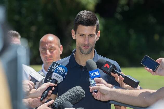 February 1, 2016: Novak Djokovic of Serbia speaks to the medai during the Men s Champion Photocall at Government House, Melbourne, Australia. Tennis 2016: Australian Open FEB 1 - ZUMAc04_