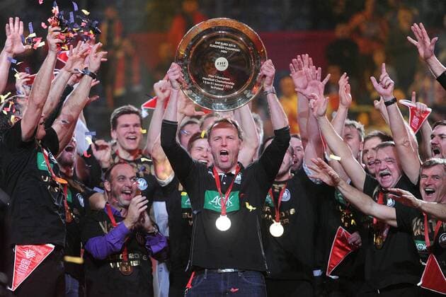 31.01.2016 KRAKOW , TAURON ARENA UL. LEMA 7, EUROPEAN HANDBALL CHAMPIONSHIP MEN S, EM NATIONALTEAM, FINAL GAME GERMANY - SPAIN: - Germany, EHF European Champion 2016 - , COACH DAGUR SIGURDSSON FRANCExOUT!  20160131CSMS0111
