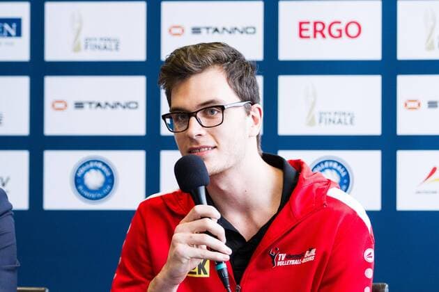 Mannheim David Sossenheimer (TV Ingersoll Buehl, Kapitaen); 2016 DVV-Pokalfinale (DVV-Pokal) Pressekonferenz, SAP Arena, Mannheim Deutschland, 20160201; Copyright: Wuechnerx xEibner-Pressefoto EP_nwr