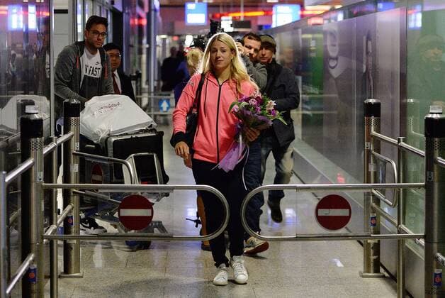 01.02.2016, xjhx, Tennis, Angelique Kerber ankunft am Frankfurter Flughafen, emspor